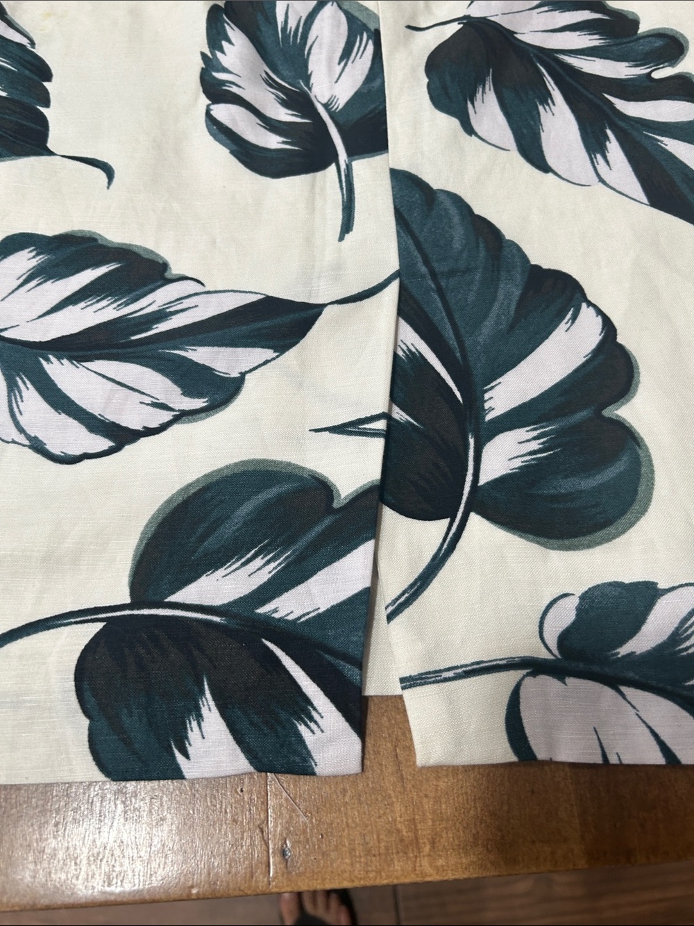 Ann Taylor Cream Midi Skirt with Dark Teal Leaf Print - Picture 6 of 7